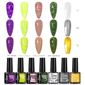 ชุดยาทาเล็บเจลแบบแตก 7 ชิ้น - สีชมพู สีเขียว สีม่วง สีแดง พร้อมเฉดสีทอง สีขาว และสีเงิน - แบบแช่ล้างออกได้ด้วยแสง UV/LED สำหรับทำเล็บเอง