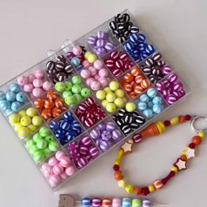 10-20Pcs 12mm Colorful Acrylic Round Beads Loose Spacer Beads for DIY Jewelry Making Bracelet Phone Chain Charm Materials