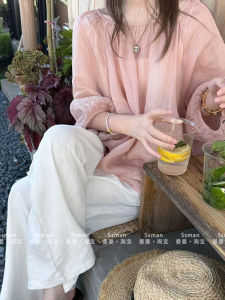 High Waist Loose Fit Summer Casual Pants for Women Thin Wide Leg Straight Cut Linen Trousers Comfortable Breathable Casual Pants