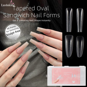 Tapered Oval Sandwich Nail Forms Nail Shaping Forms Extension Nail Tips Without Paper Holder Built in C-Curve Reusable 15 Sizes