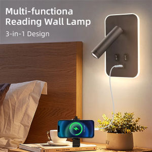 LED Wall lamp and Reading lightMultifunctional Wall Sconces with USB PortLED Wall Lamp with Bedside Night light for Bedroom
