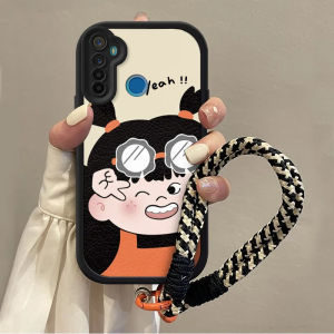 casing hp Realme 5 5i 5s 6i terbaru 2025 Gadis kecil yang lucu kartun Foto Pose Lanyard Anti -fall Sastra