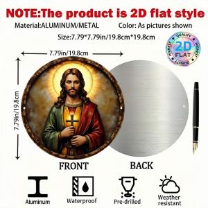 2D Flat 1pc Baroque Christian Wall Plaque – Saint Caleb & Cross Religious Art. Ideal for Home Chapels Prayer Rooms