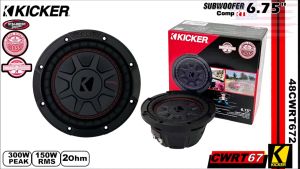 ลำโพงซับวูฟเฟอร์ติดรถยนต์ 6.75”นิ้วลำโพงเบส Subwoofer ยี่ห้อ KICKER รุ่น CWRT67 CompRT67 2Ohm (48CWRT672)โครงปั้มหนาสีดำดอกลำโพงซับเบส สไตล์อเมริกัน