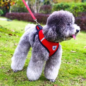 Dây xích Chó Mèo dạng yếm đeo ngực Có thể điều chỉnh Dây đai ngực lưới Polyester phản quang dắt thú cưng đi chơi