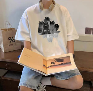 Áo Thun Nam Tay Ngắn Mùa Hè Cotton Nguyên Chất Rộng Rãi Thường Ngày Phong Cách Đường Phố Thời Trang Cặp Đôi in Họa Tiết 3D