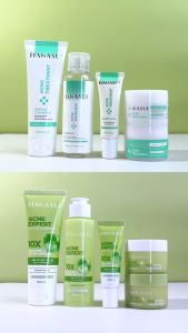 Hanasui Paket Perawatan Wajah Jerawat Acne Expert Krim Siang Malam Essence Gentle Cleanser