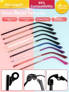 LINGSHI | Broken Eyeglass Leg Replacement Single Tooth Prominent Metal Eyeglass Legs 1 Pair