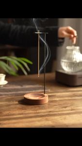 Creative Upside Down Incense Burner Incense Stick Holder Wooden Round Incense Tray Ornament Bedroom Home Yoga Decoration Crafts