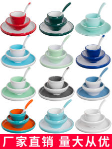 Nordic Style Banquet Table Setting Four-Piece Set Melamine Dinnerware Popular Restaurant Hotel Bowl Plate Spoon Cup Commercial Use