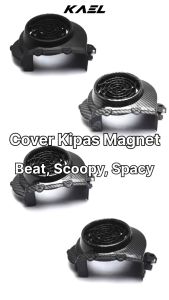 Cover Kipas Magnet Honda Scoopy Old Carbu & Spacy Lama & Beat Karbu Penutup-Tutup-Tameng-Pelindung-Radiator Hitam-Light Carbon-Premium-Black Karbon