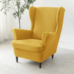 2pcs/Set Wingback Chair Cover With Cushion Cover Elastic Armchair Sofa Cover Stretch Wing Chair Slipcover Bedroom Living Room