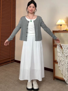 Bộ Váy Dài Nửa Thân Thời Trang Xuân Hè Phong Cách Hàn Quốc Chống Nắng Cardigan Cardigan Dài Tay Cổ Tròn Dáng Chữ a Váy Dài