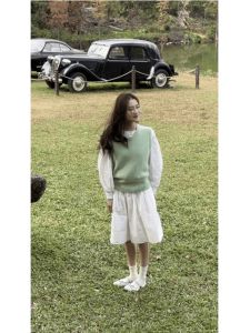 White A-Line Mini Dress Womens Spring 2025 Loose Slimming Midi Skirt Korean Atmosphere Age-Defying Fashion Casual Dress