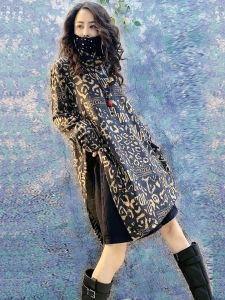 Váy Midi Không Đều Cổ Cao in Họa Tiết Thời Trang Cá Tính Che Bụng Váy Dài Vừa Vặn Thoải Mái Mùa Thu Polyester