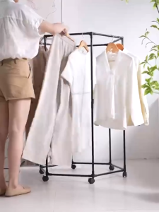 2 layer Clothes Drying RackBalcony&Clothing store display rack 360°Circle Rotatable Storage Rack Space Saving for Indoor Outdoor