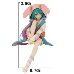Bandai | 14CM Hatsune Miku Anime Figure Kawaii Pvc Model Doll Action Figurals Rabbit Ears Collect Ornaments Christmas Toys Gifts