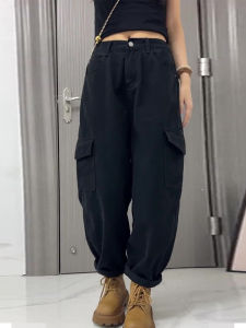 High Waist Loose Fit Dad Jeans Workwear Pants Designer Style Versatile Large Size Wide Leg Trousers Trendy Commute Ready