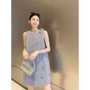 YUFUQING | Elegant French Style Orange Verbena Summer Dress Unique Design Tea Break Womens Fashion High Cold Lady Wind Midi Dress Butterfly Knot