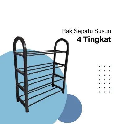 RAK SEPATU/SANDAL PLASTIK HITAM 4 SUSUN