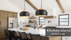 Pendant Light Modern Lantern Lighting with Wood Pattern Dome Minimalist Industrial Ceiling Hanging Lamp Adjustable Chandelier for Kitchen Island Barn Dining Room Living Room Bedroom
