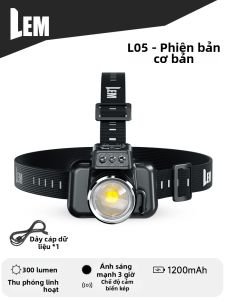 LEM | Đèn Đeo Đầu Cảm Ứng Ánh Sáng Mạnh Tuổi Thọ Pin Dài
