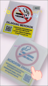No Smoking Sticker Grab 8x10cm Car Driver Ehailing Dilarang Merokok InDrive Maxim Waterproof