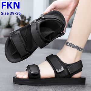 2025 Mens Summer Sandals Fashion Outdoor Casual Open Toe Beach Velcro Sandals Mens Black Sandals Plus Size 50