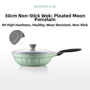 BUYDEEM | Ceramic Non-stick Flat Bottom Wok 32cm