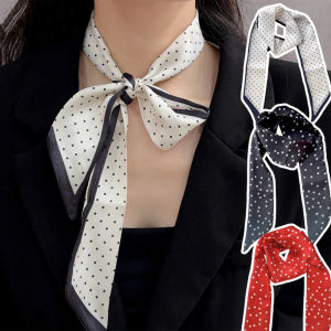 Korean Polka Dot Thin Silk Scarf Women Tie Fashion Head Scarves Vintage Leopard Pattern Long Silk Scarf Bag Tie Lady Neck Scarfs