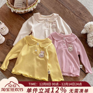 Princess Collar T-Shirt Baby Girl Spring Autumn Fashionable Base Layer Shirt Cotton Blend Breathable Long Sleeve Onesie