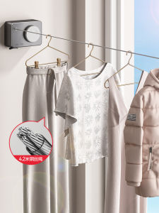 Indoor Retractable Clothes Drying Rack Hand Pull Steel Wire Rope Tensioner Automatic Rope Clothes Drying Tool ABS Plated Steel Wire Rope