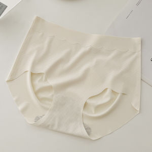 Seamless Pure Cotton Antibacterial Summer Thin Ice Silk Womens Briefs Butt Covering mid Waist Briefs for Young Women