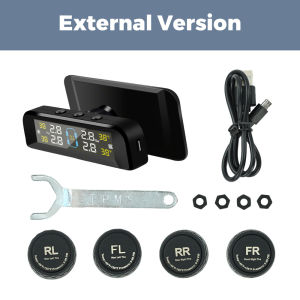 Car Window Mounted TPMS Wireless Intelligent Sensing Tire Pressure Monitoring System Safety Alarm Electronic Clock LCD Display