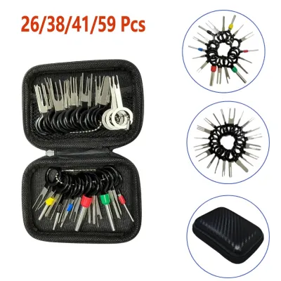 26/38/41/59 Pcs Car Terminal Removal Kit Box Wire Plug Connector Puller Release Pin Set Automotive Repair Tools