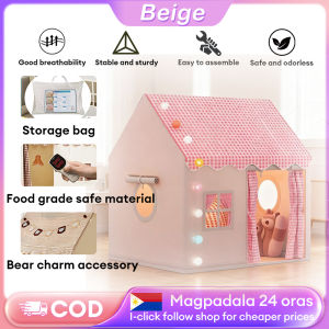 Beige Playtent For Kids Foldable Spacious Princess Castle Playhouse with LED Lights Suitable for Indoor & Outdoor Use