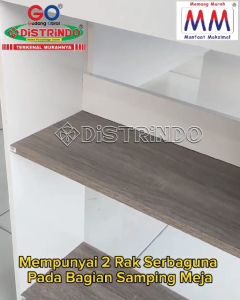 Distrindo - Meja Belajar Kerja 80cm ada Rak Serbaguna disamping Depan Belakang Halus