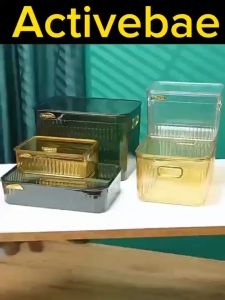 Activebae Luxury Transparent PET Cosmetic Wardrobe Sundries Desktop Storage Box With Handle and Lid SY - 48