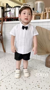 Set sơ mi bé trai công tử có nơ mặc thôi nôi sinh nhật sự kiện 1 đến 7 tuổi BERNIE