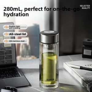 Supor | High-Temperature Resistant Borosilicate Glass Tea Cup Double-layer Insulated