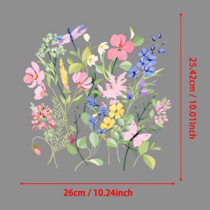Beautiful Flowers Attract Dragonflies Transfer Patches For Clothes Applqiues DIY Washable T-shirts Iron-on Thermal Stickers