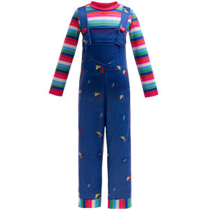 Movie Horror Chucky Halloween Girl Dress Boys Top and Jumpsuits Imitation Denim Brother-sister Costume Chucky Child Party Gift