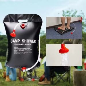 VTTO 20L Foldable Solar Shower Bag Outdoor Bath Water Bag Camping Sun Heated Water Shower Bag with Removable Shower Head