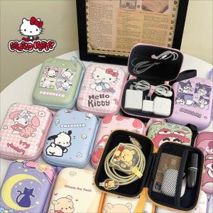 Sanrio Anime Storage Box Girl Hello Kitty Kuromi Pochacco Melati Cartoon Makeup Bag Earphones Portable Storage Bag