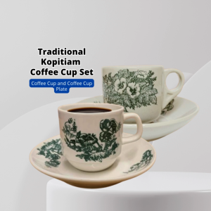 YU Ready Stock Traditional Chinese Floral Coffee Kopi Cup & Saucer sets (12pcs) Set Cawan Kopitiam 1pcs / 6pcs Kopitiam Cup with Saucer Set / Set Cawan Malaysia