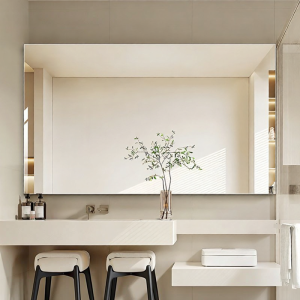 Round Corner Frameless No-drilling Wall-mount Self-adhesive Bath Mirror