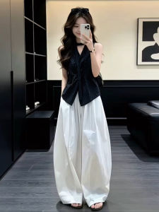 ZHENMANZI | Korean Style Sleeveless Checkered Two-Piece Set