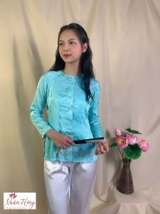 Bộ Pháp Phục Đi Chùa Áo Bà Ba Lụa Gấm Đi Chùa Cao Cấp Mềm Mịn Mát - Pháp Phục Xuân Hồng
