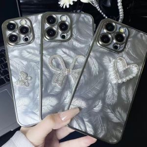 Plated Feather Butterfly Knot Heart Shaped Mobile Phone Case Protection Cover for VIVO iQOO Z10 Turbo Z9X U3X Neo Series