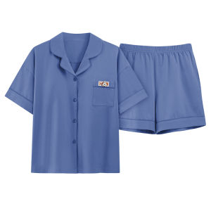 Bộ đồ ngủ nữ MiiOW làm bằng vải cotton tay ngắn quần short có đệm ngực mặc ngoài được